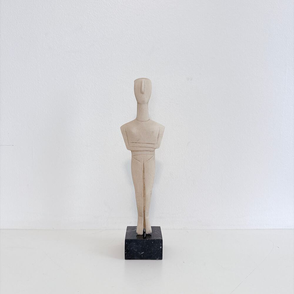 CYCLADIC ART REPRODUCTION STATUE MINIMALIST GEOMETRIC FEMALE FIGURE MARBLE BASE
